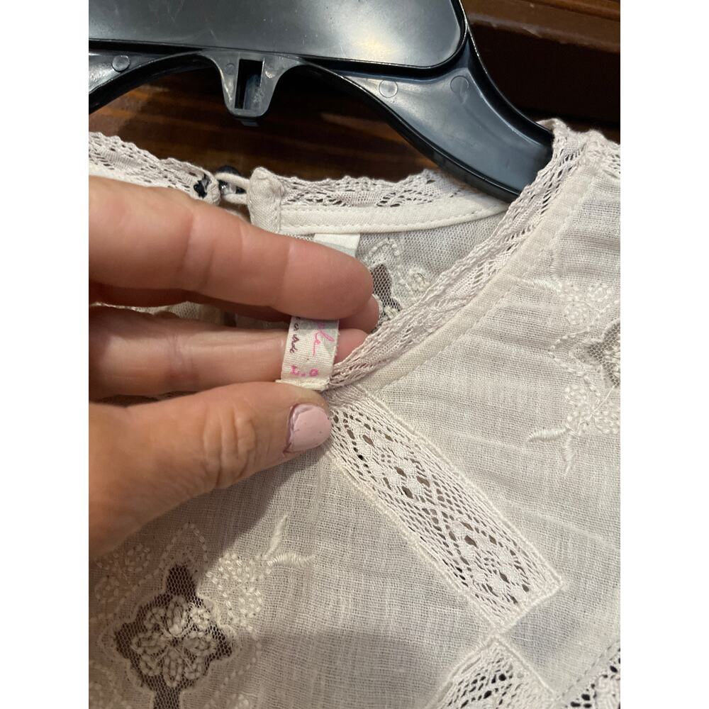 Free People "Heart of Darkness" long-sleeve peplum blouse or tunic L - Picture 4 of 7